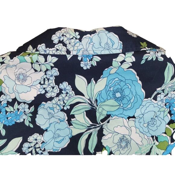 Vintage 90s Rampage Medium Blue Floral Blazer Fitted Cropped 3 Button Jacket - Picture 11 of 16